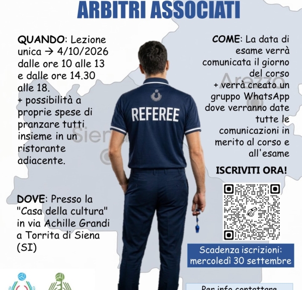  Indizione corso per l’abilitazione alla funzione di Arbitro Associato - Stagione Sportiva 2026-2027